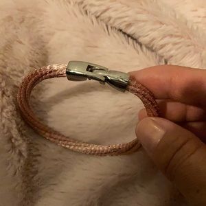 8” twisted mesh pink leather bracelet